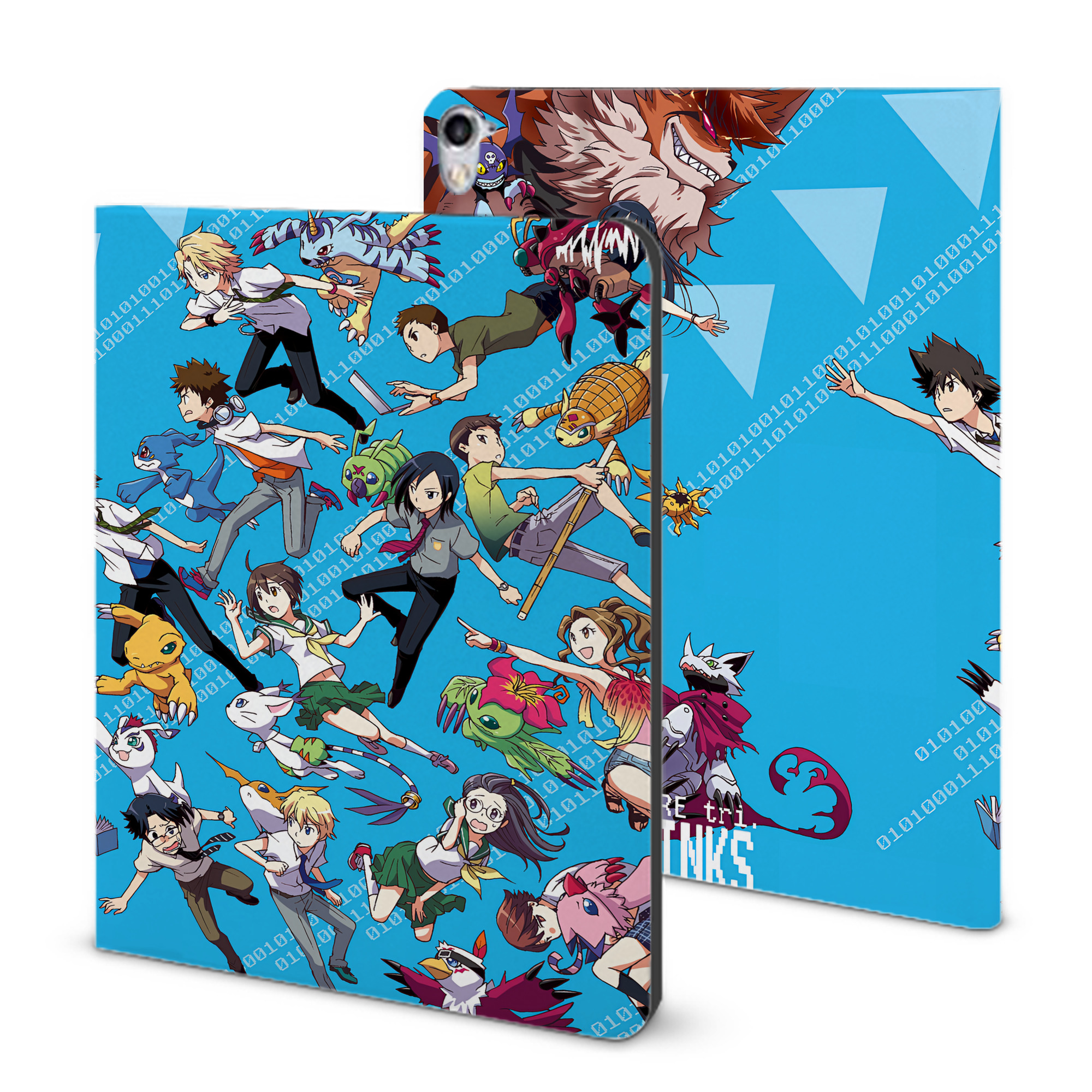 （画像用） Digimon デジタルモンスター/デジモン IPad ケース ブック型 PUレザー TPU 耐衝撃 軽量 薄型 ペン収納なし 全面保護 IPad 各モデル対応